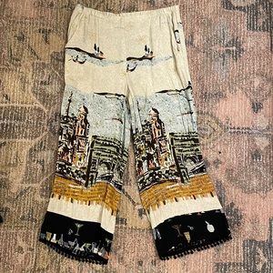 Vintage palazzo pants with Pom Pom trim